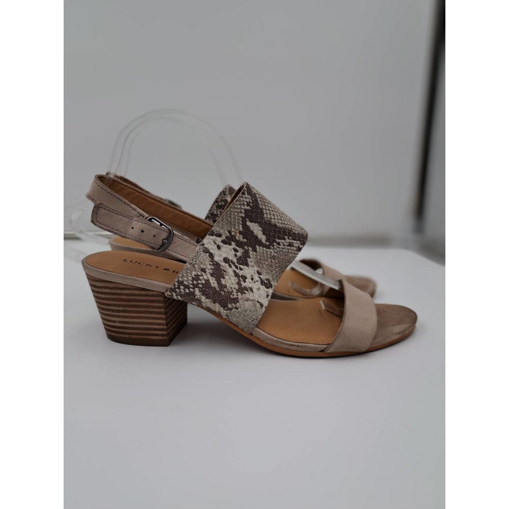 Lucky Brand Cobblestone Tan Brown Women's GEWEL Heel Sandal